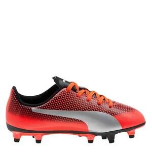 NEW PUMA kids spirit fg jr shoes in red blast /silver /black soccer cleat